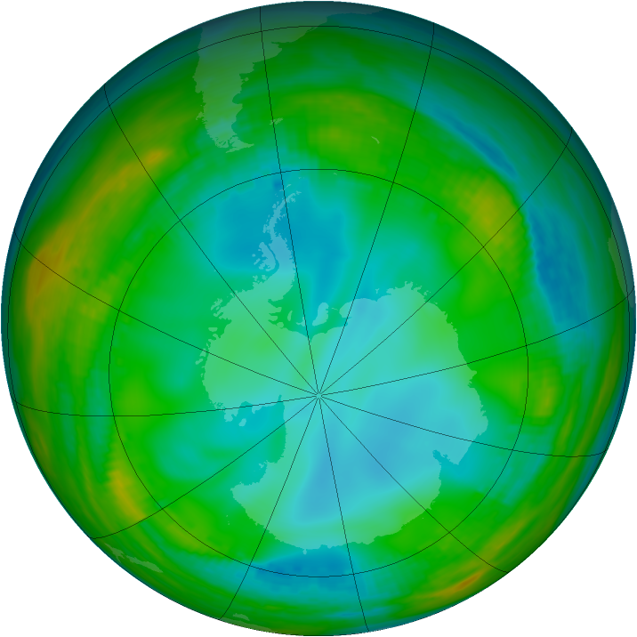 Antarctic ozone map for 08 July 1991